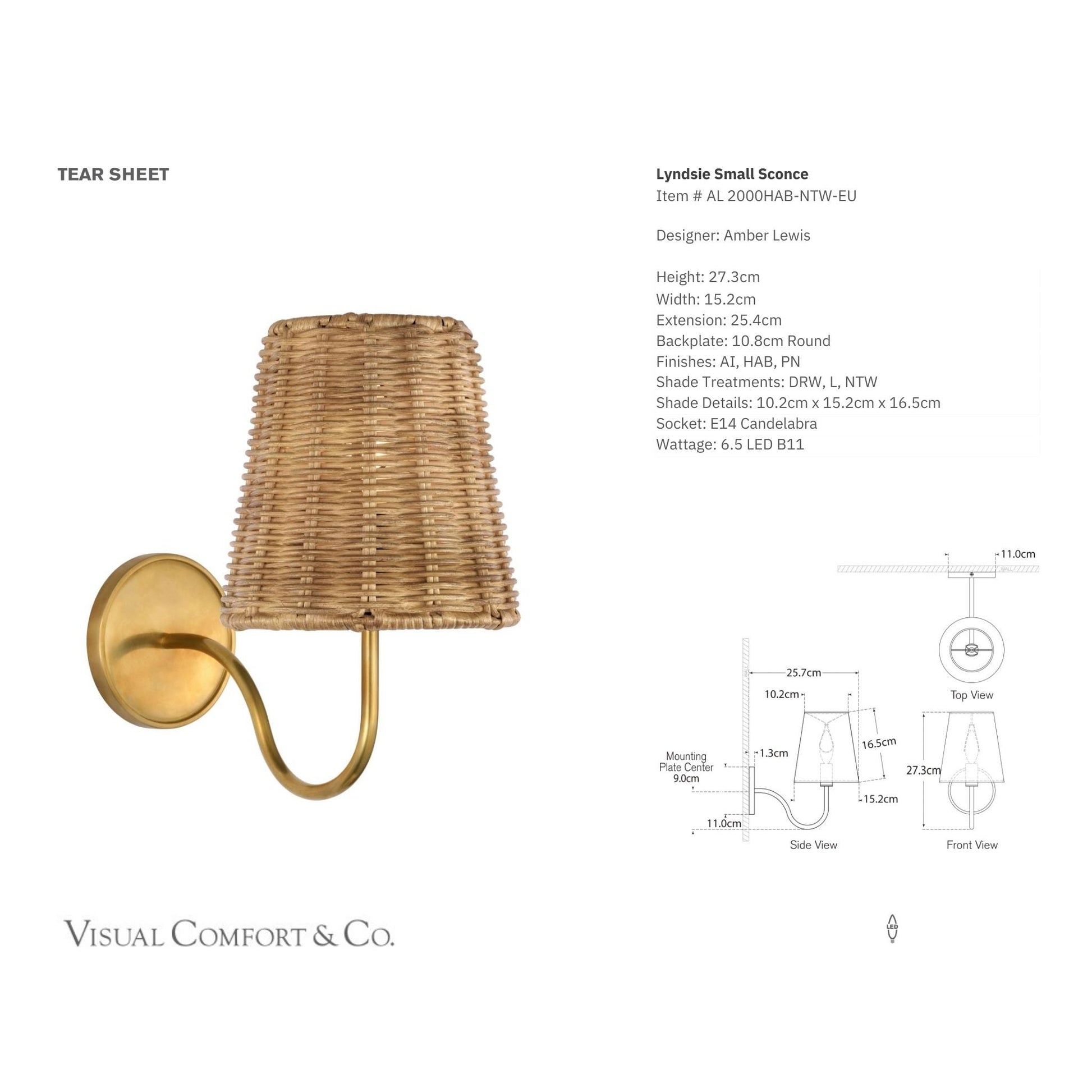 Amber Lewis Lyndsie Small Natural Wicker Wall Sconce - Brass Wall Light Bloomingdales Lighting   