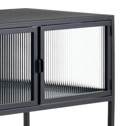 Ambrose Reeded Glass TV Entertainment Unit - Black Entertainment Unit M+Co Living