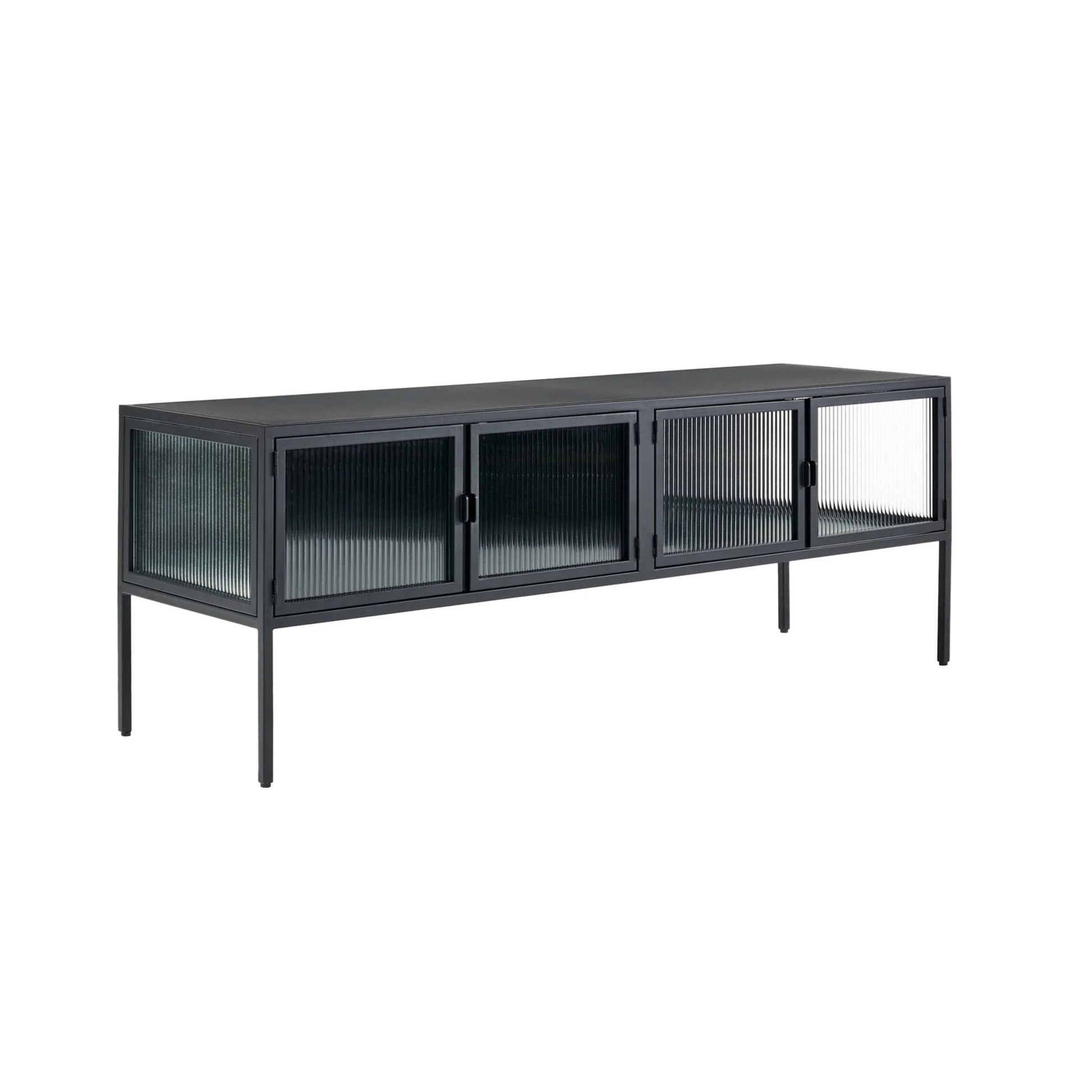 Ambrose Reeded Glass TV Entertainment Unit - Black Entertainment Unit M+Co Living