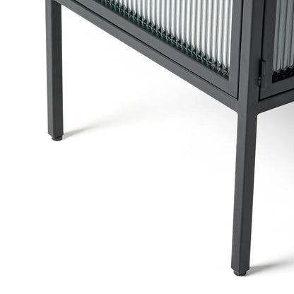Ambrose Reeded Glass TV Entertainment Unit - Black Entertainment Unit M+Co Living