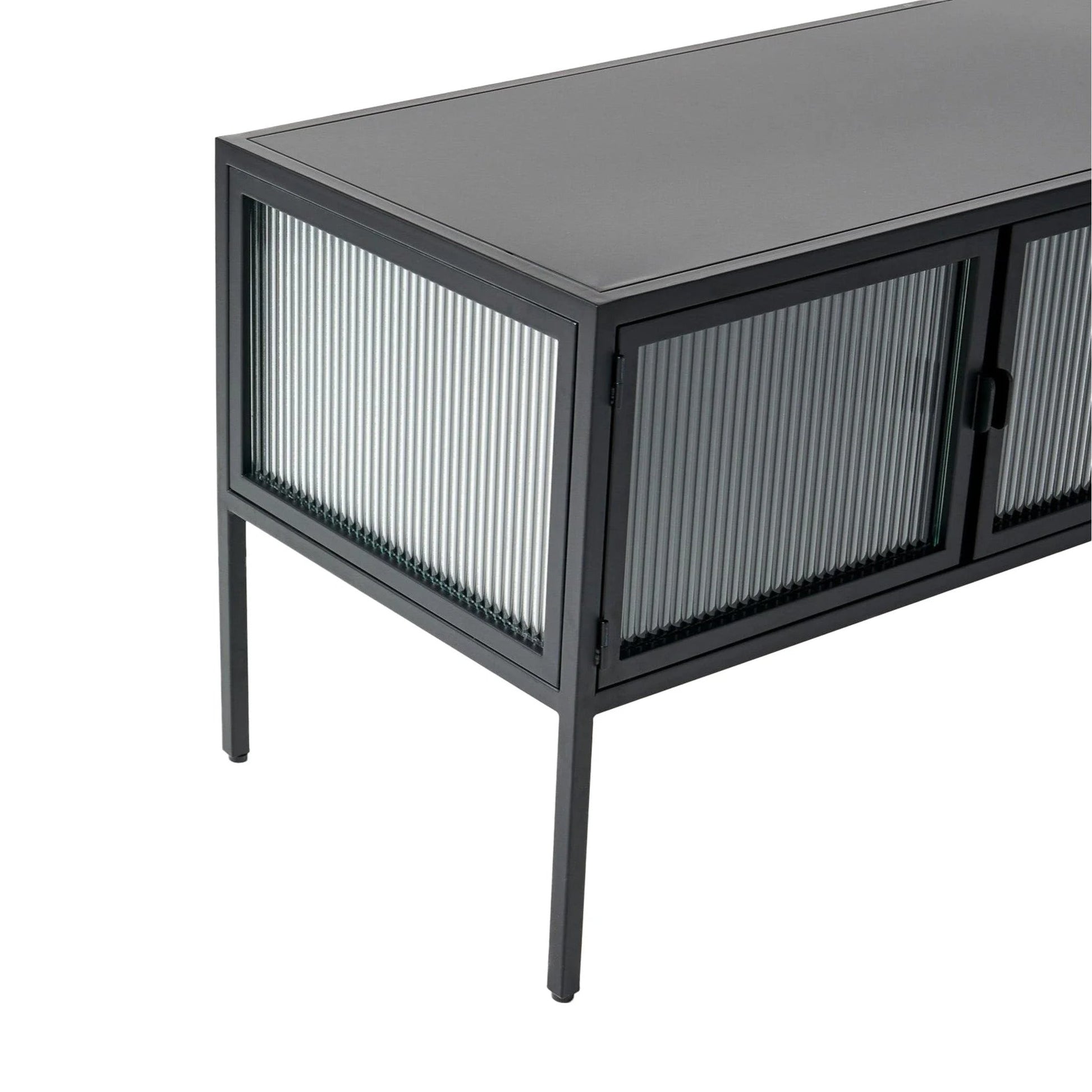 Ambrose Reeded Glass TV Entertainment Unit - Black Entertainment Unit M+Co Living