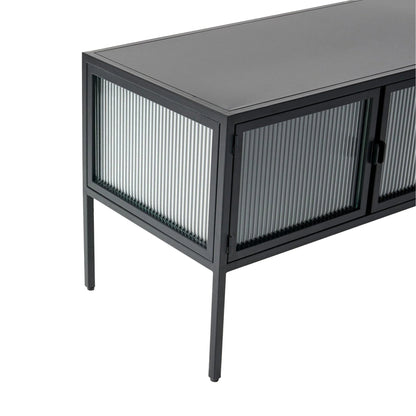 Ambrose Reeded Glass TV Entertainment Unit - Black Entertainment Unit M+Co Living