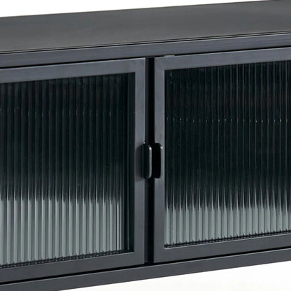 Ambrose Reeded Glass TV Entertainment Unit - Black Entertainment Unit M+Co Living