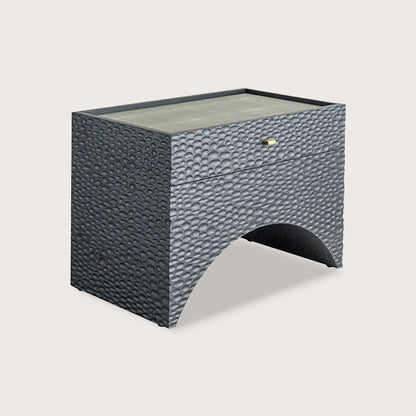 Andre Textured Timber Bedside Table - Brass Bedside Table Raffine