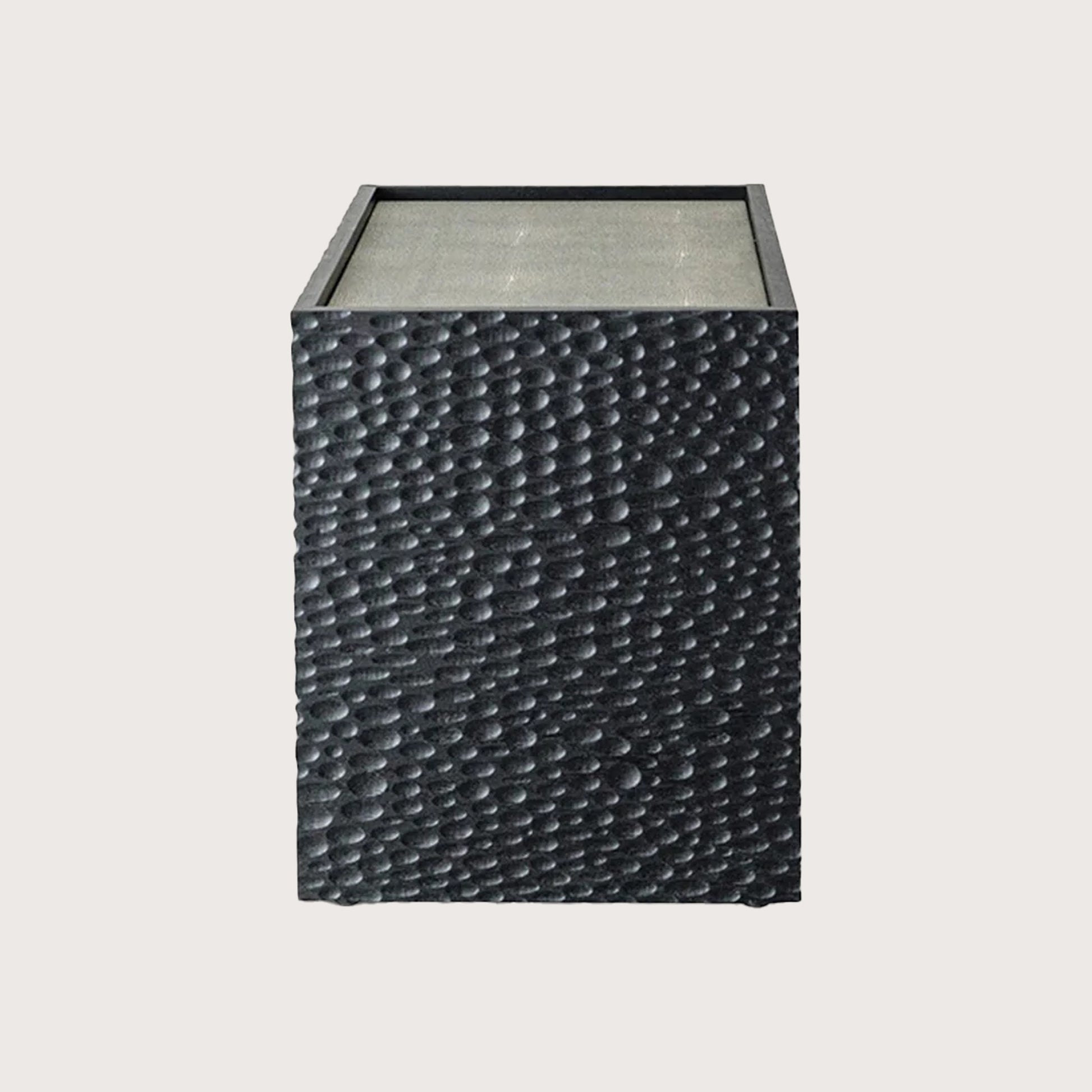 Andre Textured Timber Bedside Table - Brass Bedside Table Raffine