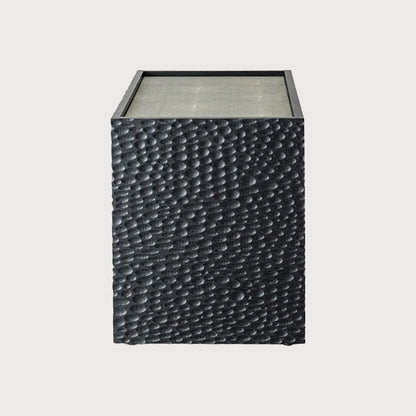 Andre Textured Timber Bedside Table - Brass Bedside Table Raffine