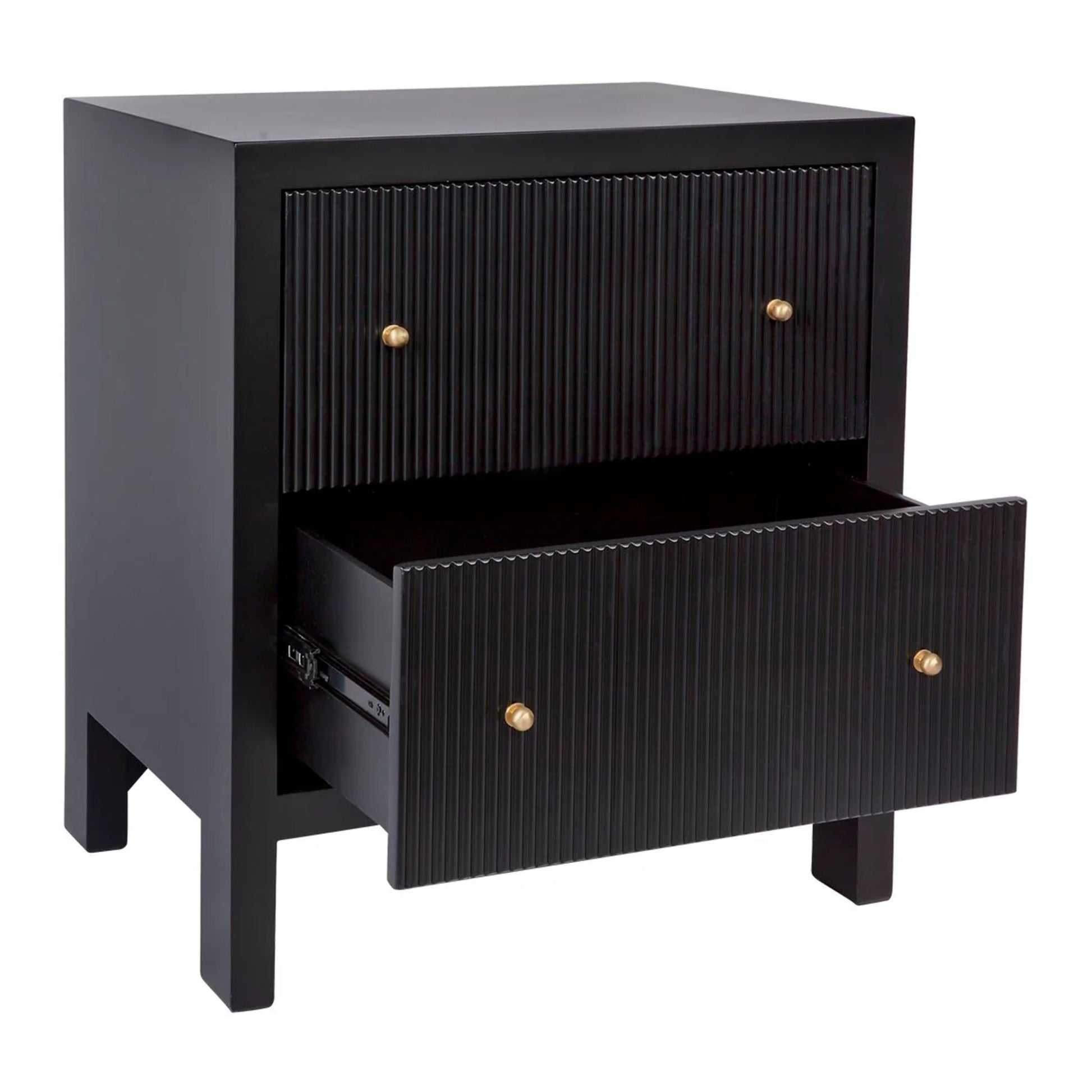 Ariana Large Two Drawer Bedside Table - Black Bedside Table Cafe Lighting & Living   