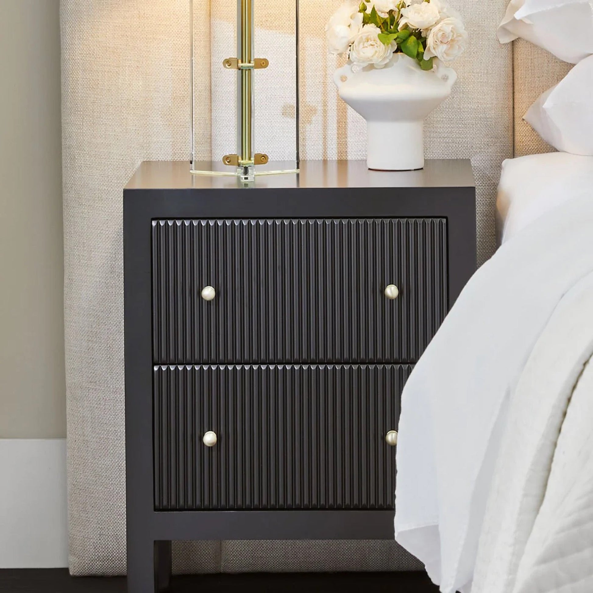 Ariana Small Two Drawer Bedside Table - Black Bedside Table Cafe Lighting & Living   
