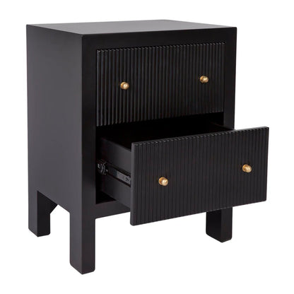 Ariana Small Two Drawer Bedside Table - Black Bedside Table Cafe Lighting & Living   