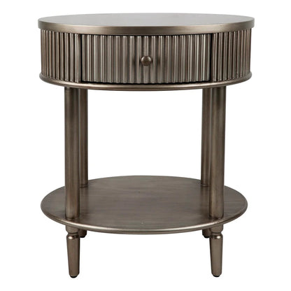 Arielle Oval Bedside Table - Black Bedside Table Cafe Lighting & Living Retro Antique Gold  