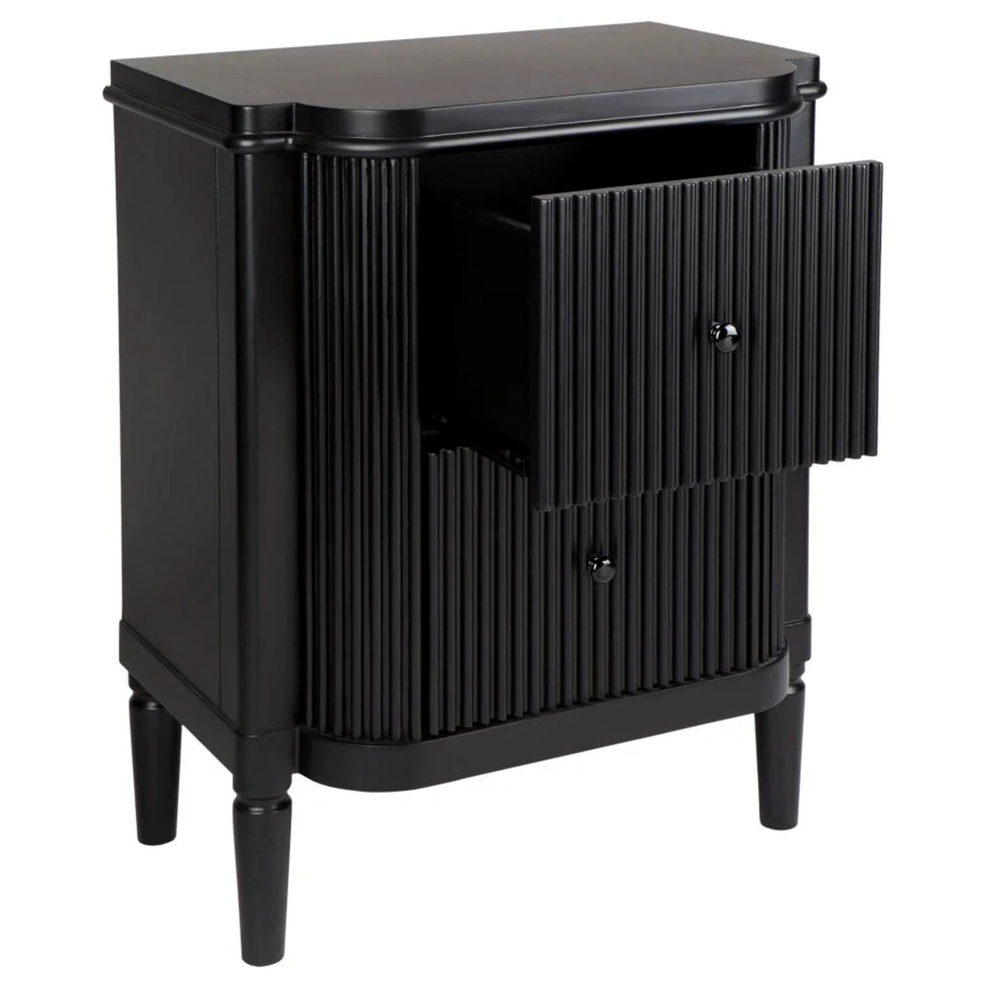 Arielle Ribbed Timber Bedside Table - Black Bedside Table Cafe Lighting & Living   
