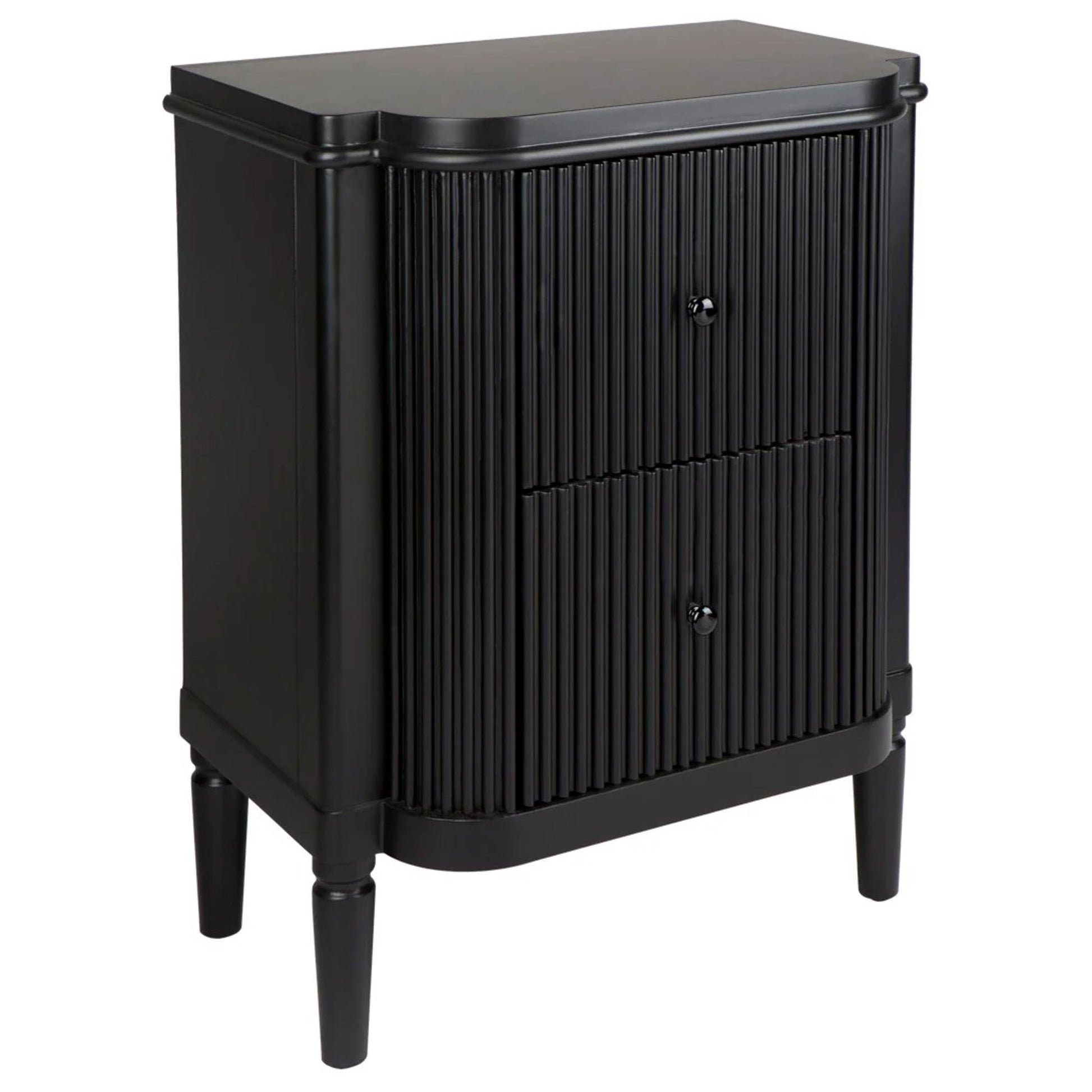 Arielle Ribbed Timber Bedside Table - Black Bedside Table Cafe Lighting & Living   