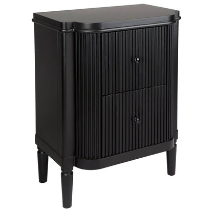 Arielle Ribbed Timber Bedside Table - Black Bedside Table Cafe Lighting & Living   