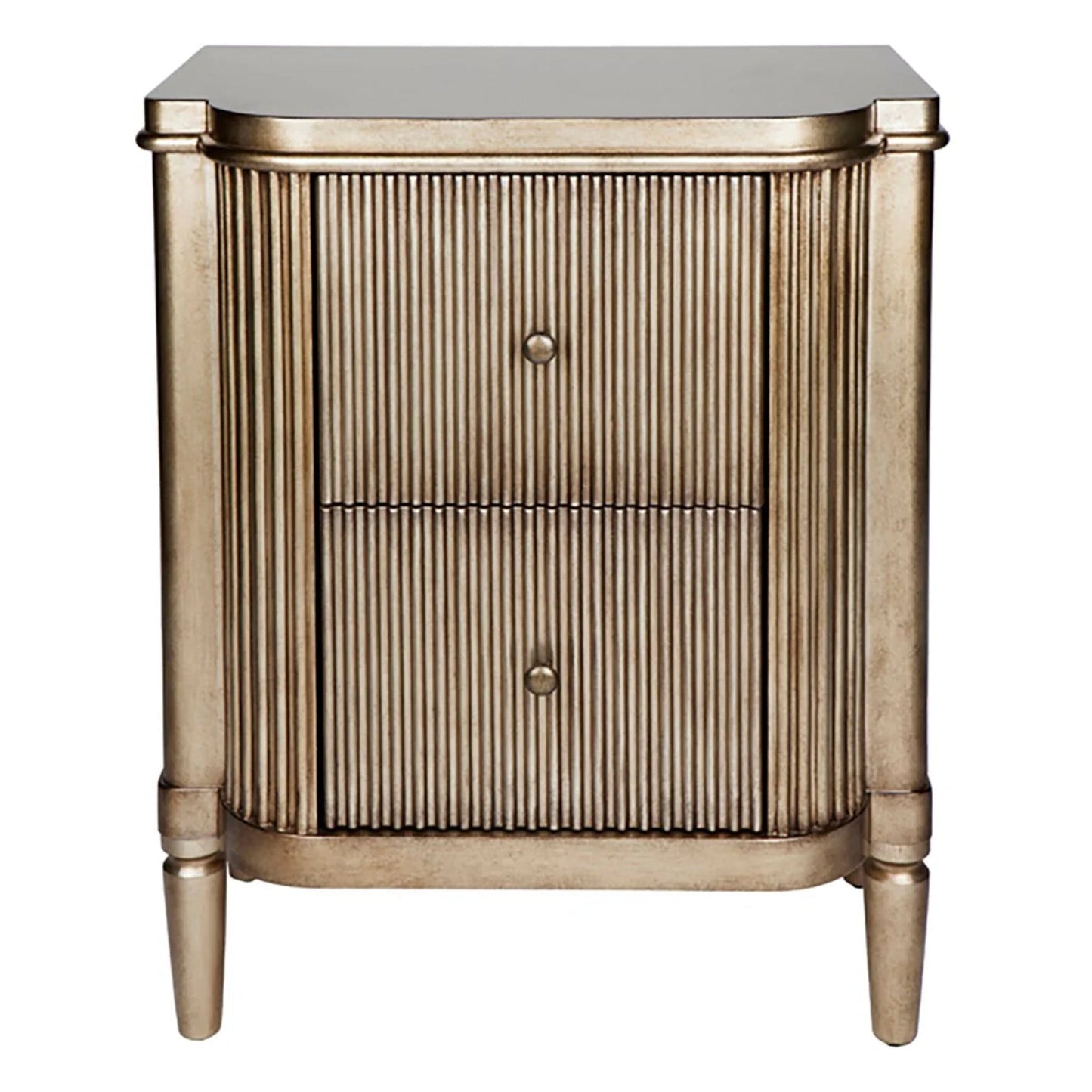 Arielle Ribbed Timber Bedside Table - Black Bedside Table Cafe Lighting & Living Retro Antique Gold  