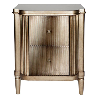 Arielle Ribbed Timber Bedside Table - Black Bedside Table Cafe Lighting & Living Retro Antique Gold  