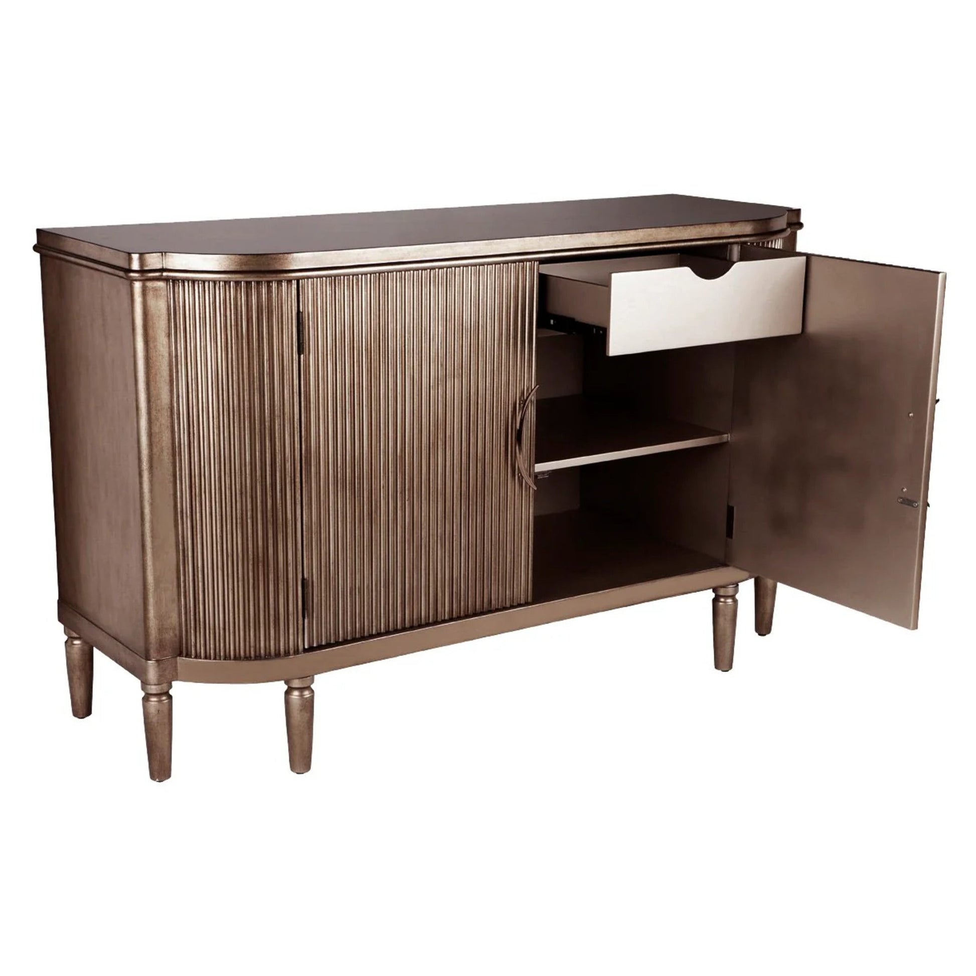 Arielle Ribbed Timber Buffet Table - Antique Gold Buffet Table Cafe Lighting & Living   
