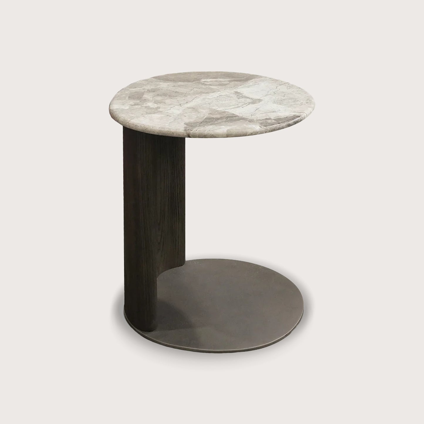 Astrid Pedestal Marble Side Table - Oak Side Table Raffine Default Title