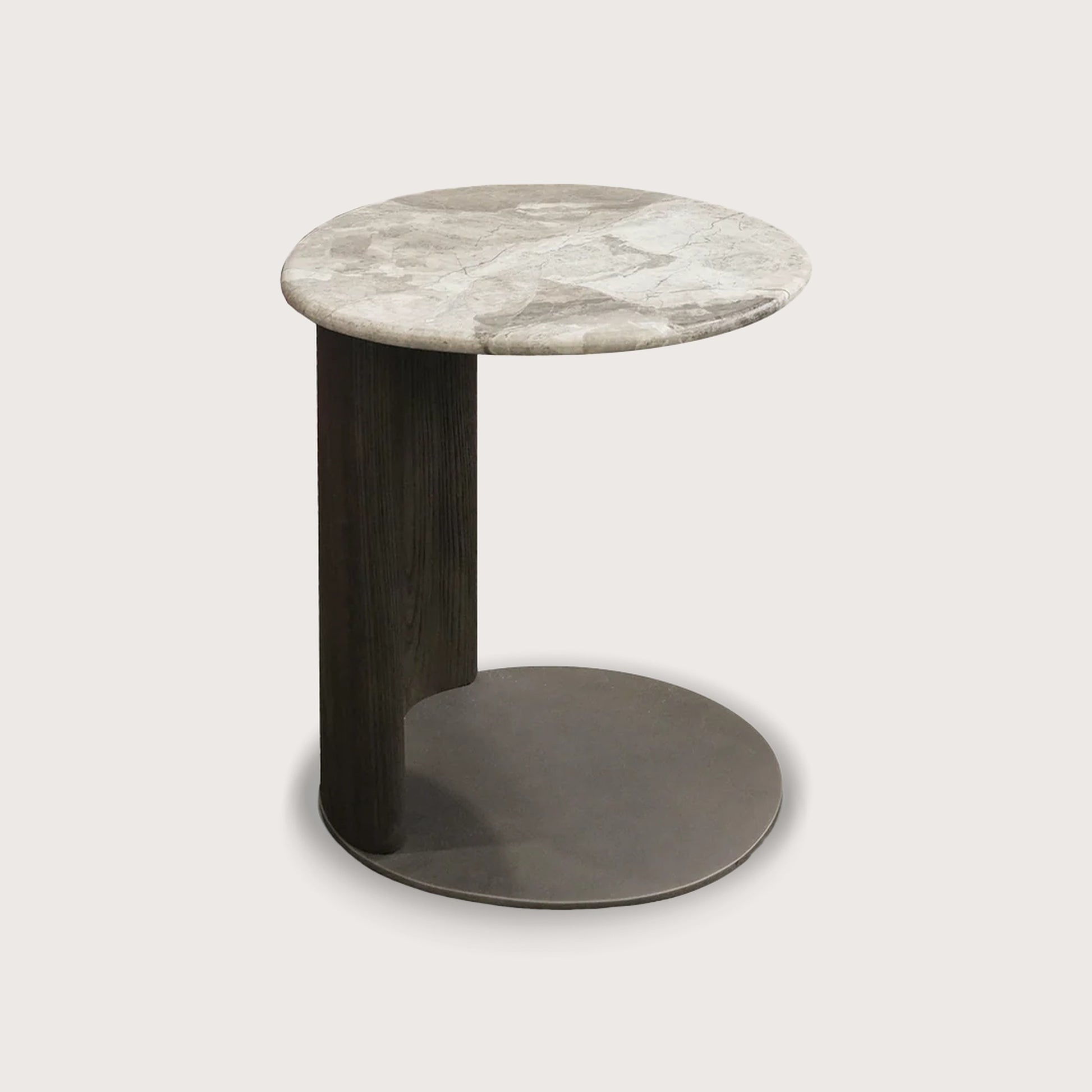 Astrid Pedestal Marble Side Table - Oak Side Table Raffine Default Title