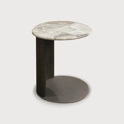 Astrid Pedestal Marble Side Table - Oak Side Table Raffine Default Title