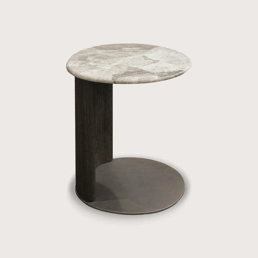 Astrid Pedestal Marble Side Table - Oak Side Table Raffine Default Title