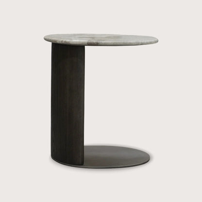 Astrid Pedestal Marble Side Table - Oak Side Table Raffine