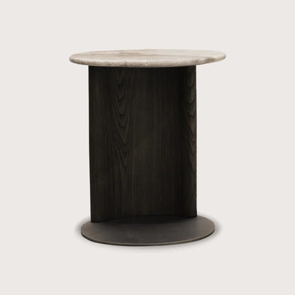 Astrid Pedestal Marble Side Table - Oak Side Table Raffine