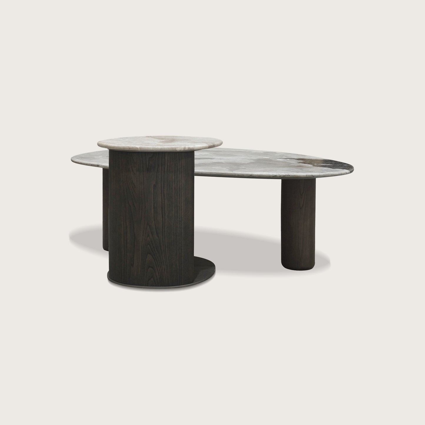 Astrid Pedestal Marble Side Table - Oak Side Table Raffine