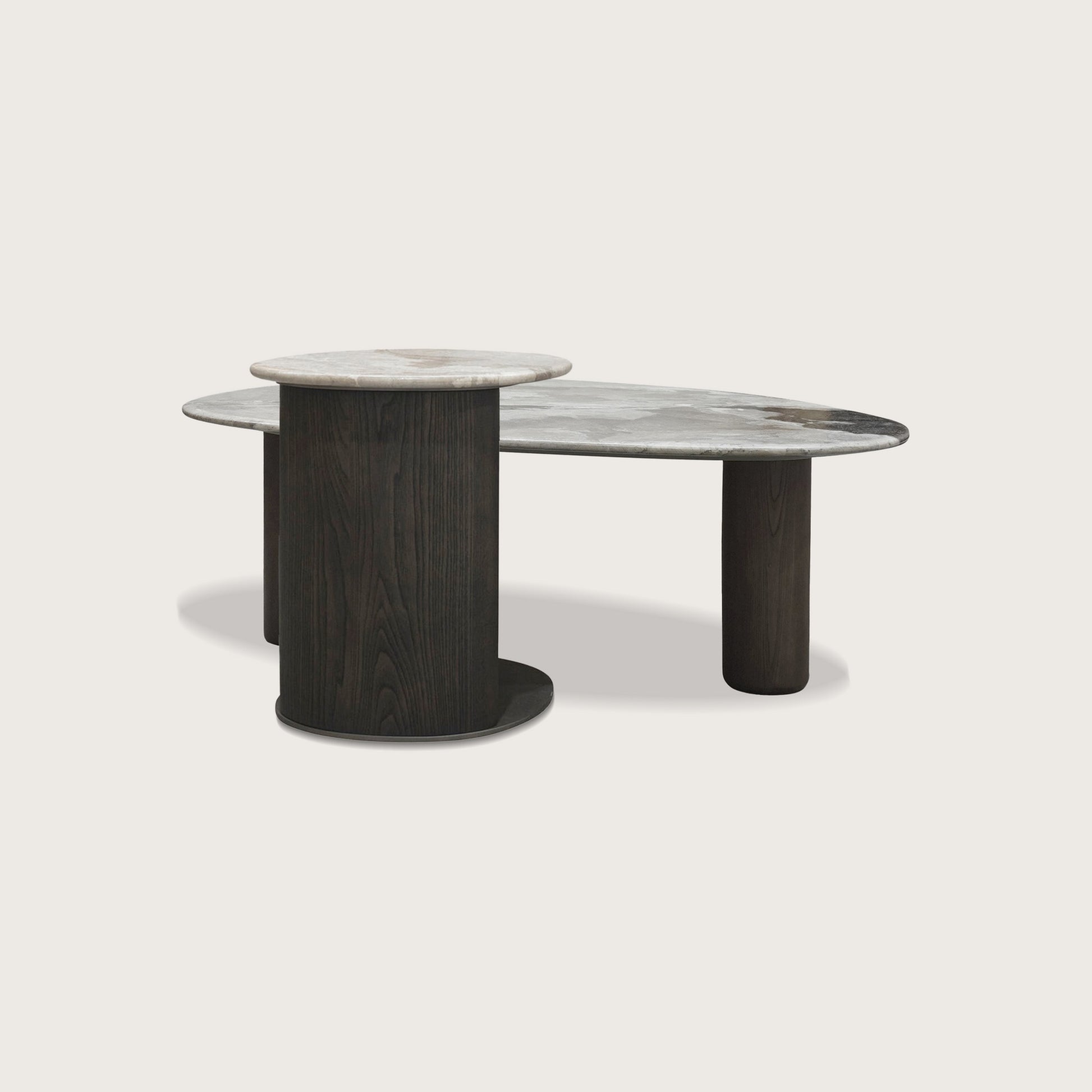 Astrid Pedestal Marble Side Table - Oak Side Table Raffine