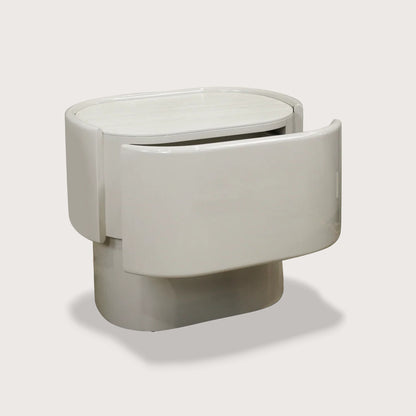 Axel Minimalist Marble Bedside Table - White Bedside Table Raffine
