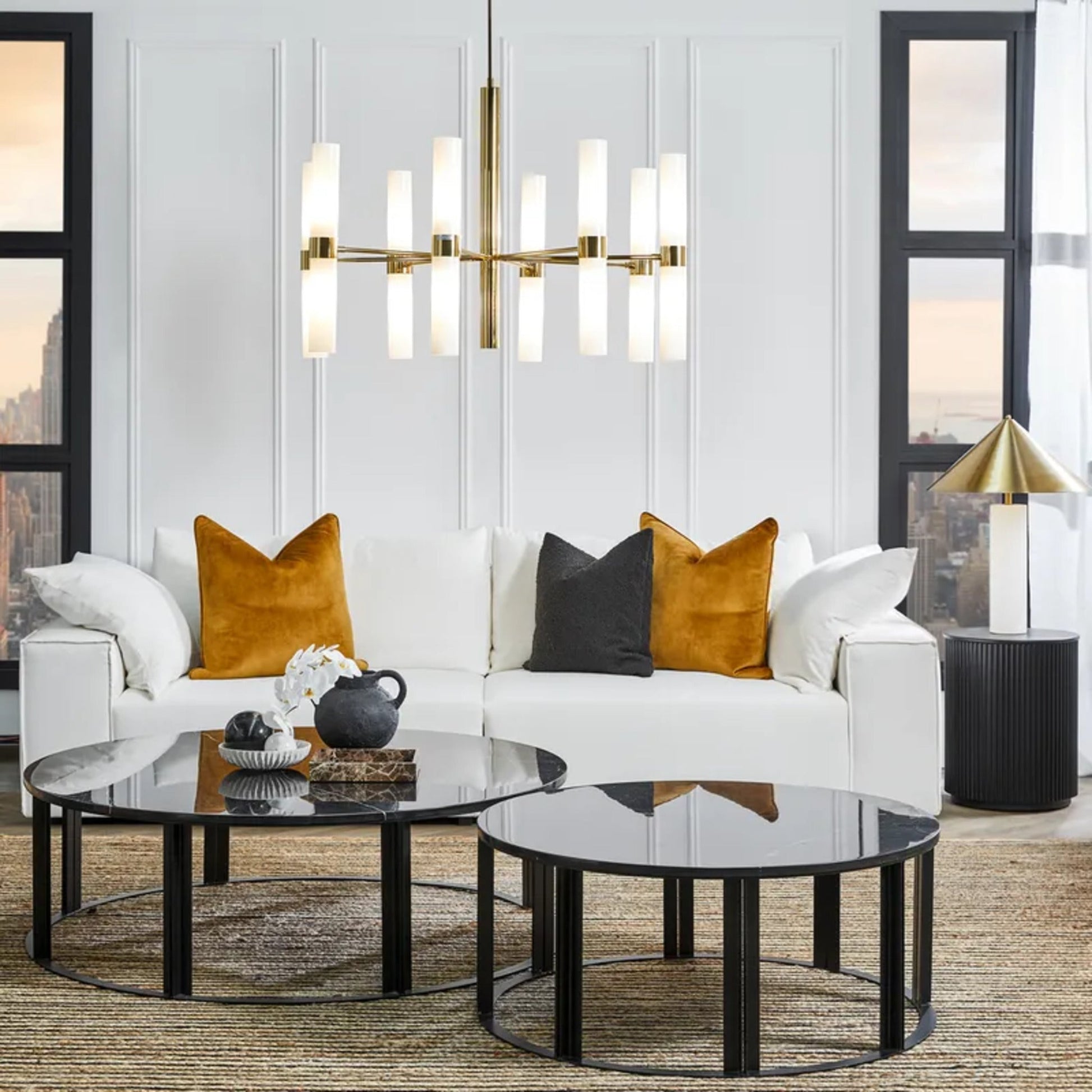 Bowie Marble Large Coffee Table - Black Coffee Table Cafe Lighting & Living   