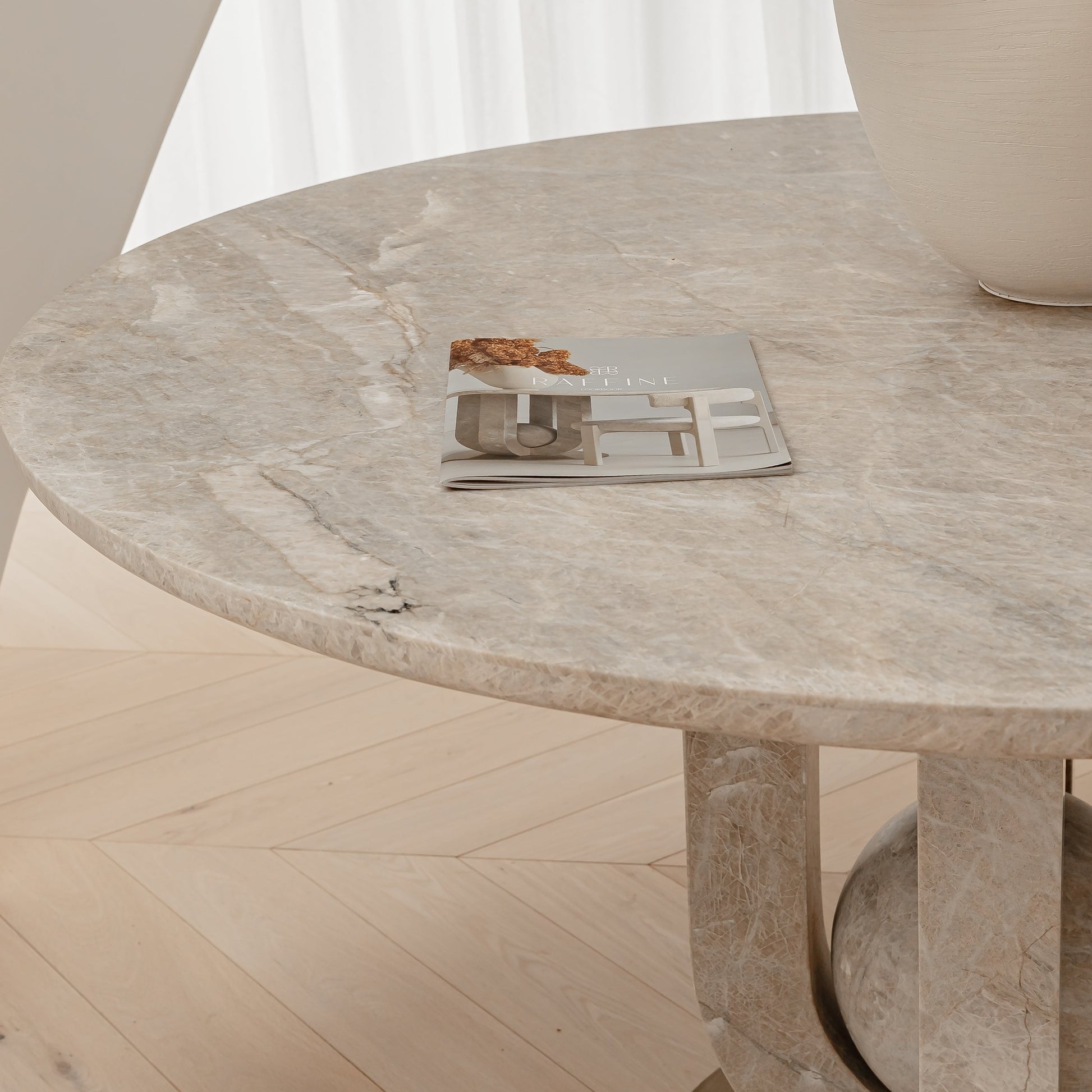 Brielle Round Marble Dining Table - Taj Stone Dining Table Raffine