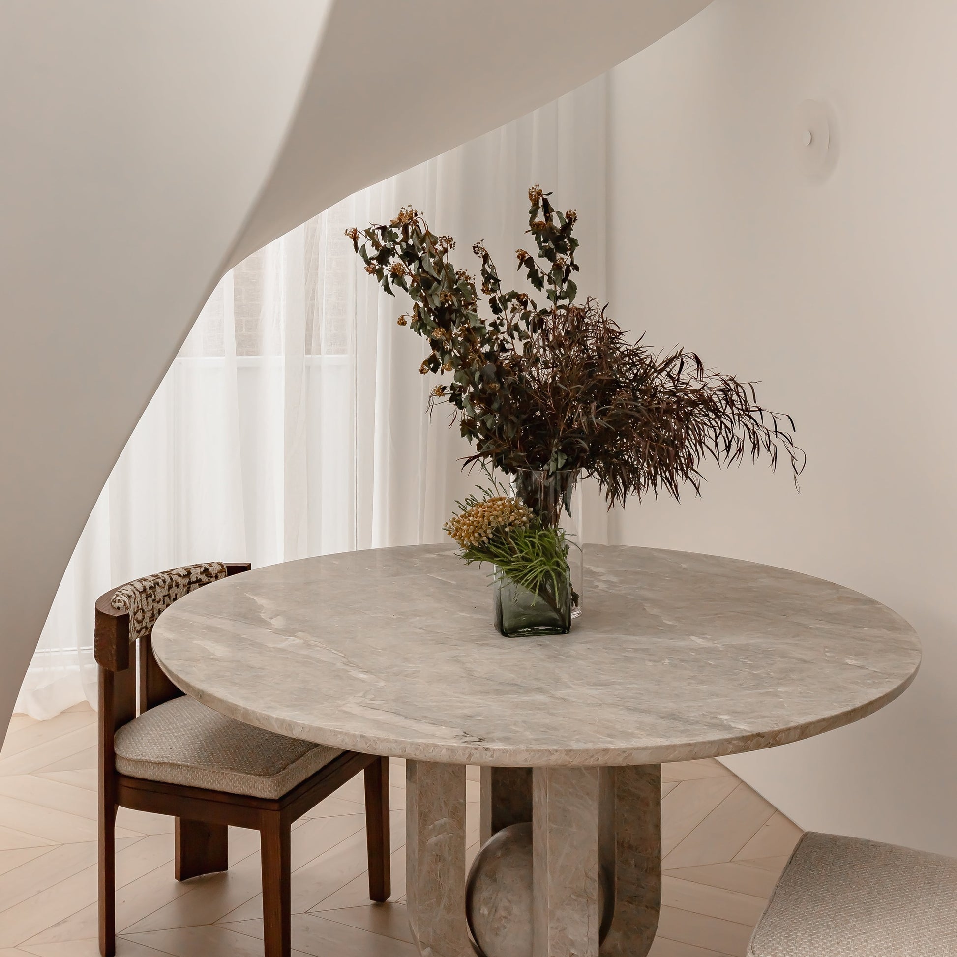Brielle Round Marble Dining Table - Taj Stone Dining Table Raffine