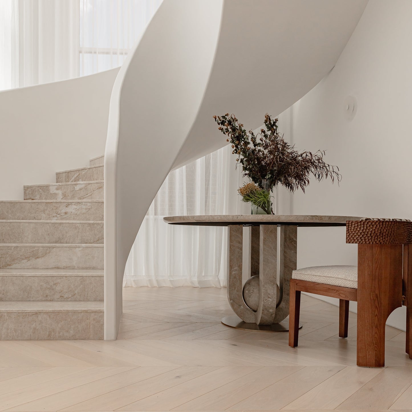 Brielle Round Marble Dining Table - Taj Stone Dining Table Raffine