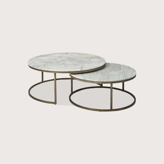 Celine Marble Coffee Table - Brass Coffee Table Raffine Default Title