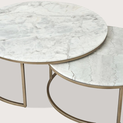 Celine Marble Coffee Table - Brass Coffee Table Raffine