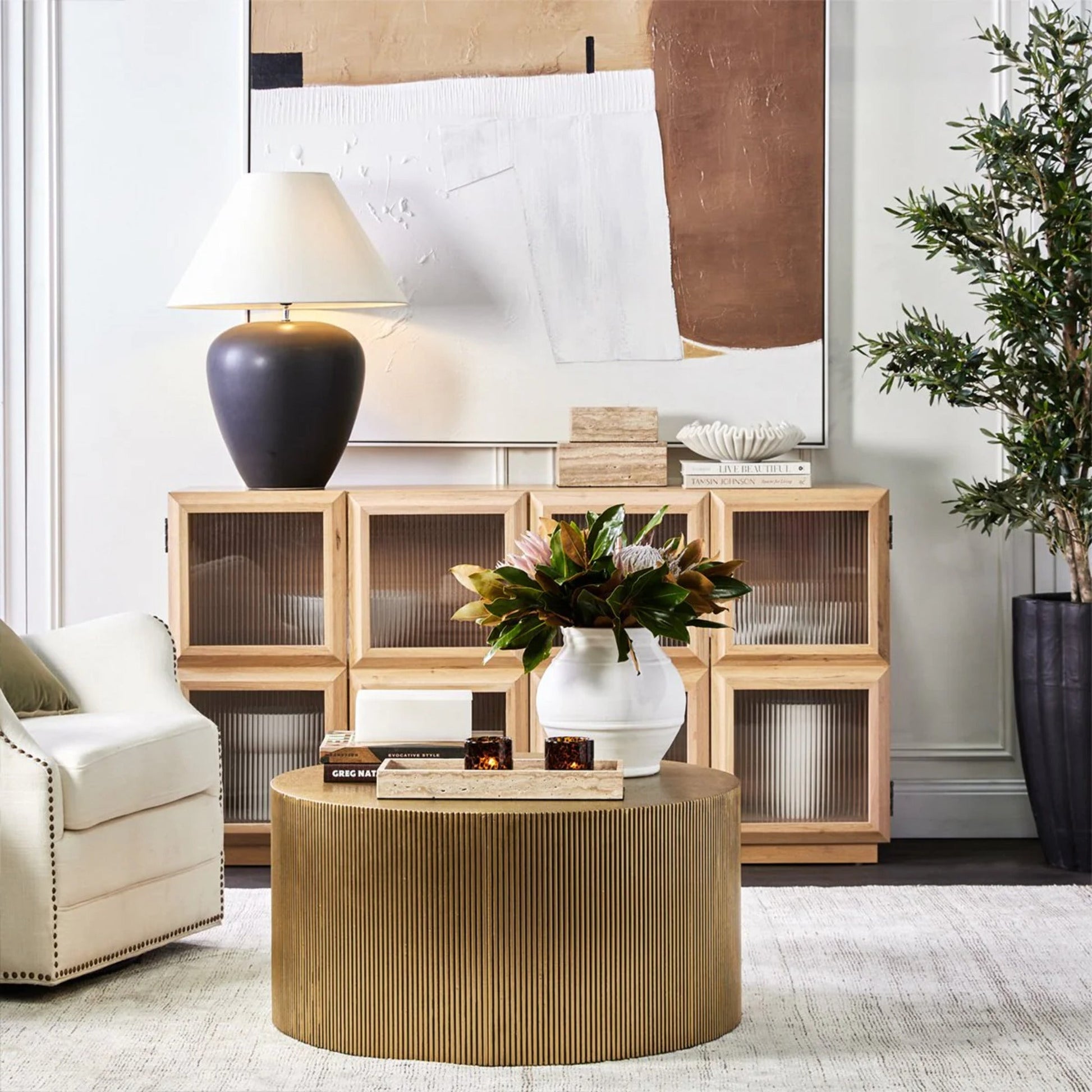 Chadwick Pinstripe Coffee Table - Brass Coffee Table Cafe Lighting & Living   