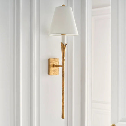 Chapman & Myers Aiden Large Tail Linen Wall Sconce - Gilded Iron Wall Light Bloomingdales Lighting   