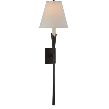 Chapman & Myers Aiden Large Tail Linen Wall Sconce - Gilded Iron Wall Light Bloomingdales Lighting Aged Iron  