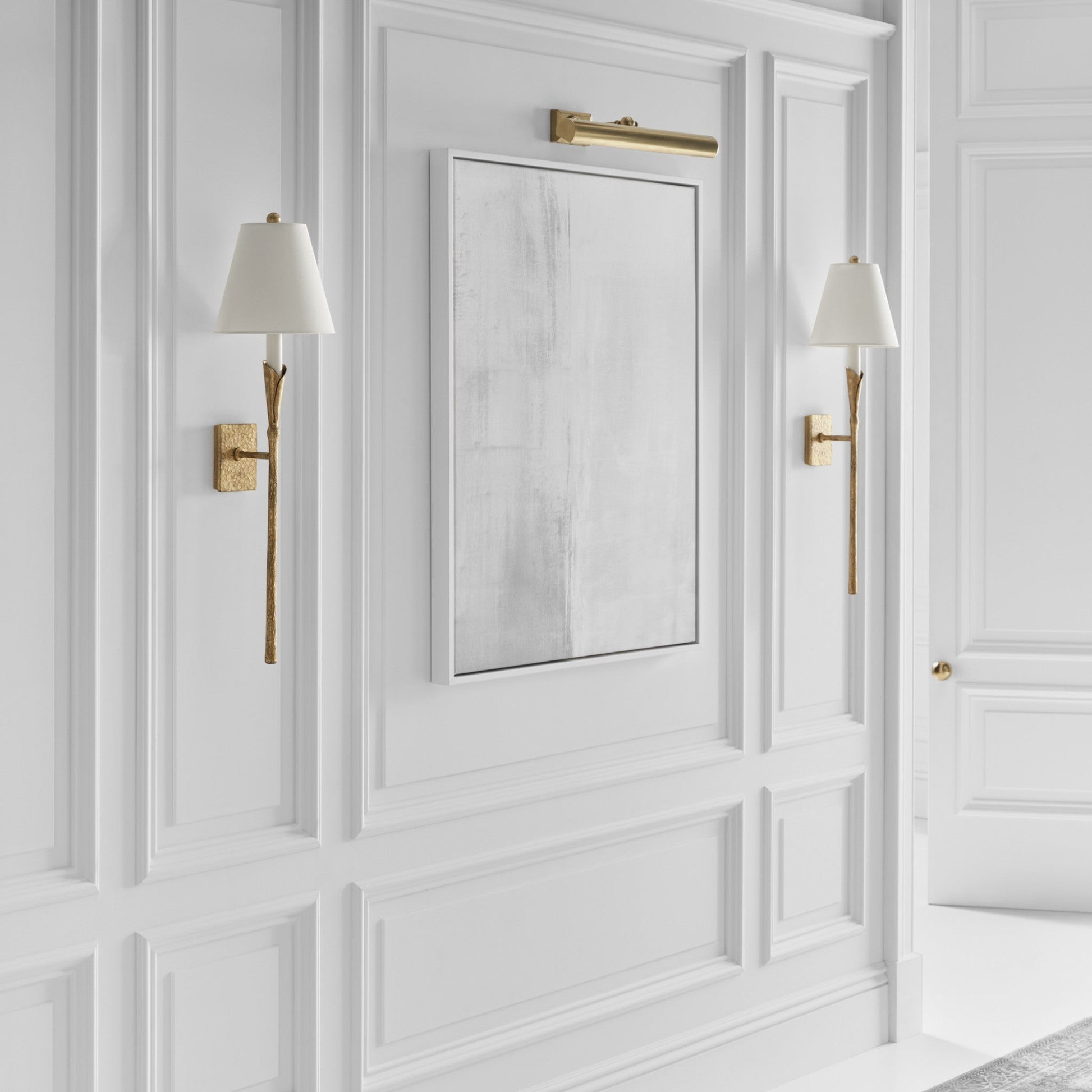 Chapman & Myers Aiden Large Tail Linen Wall Sconce - Gilded Iron Wall Light Bloomingdales Lighting   