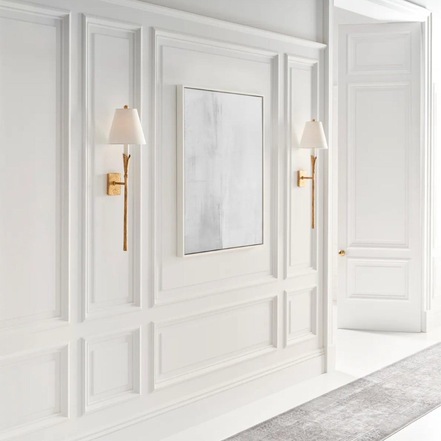 Chapman & Myers Aiden Large Tail Linen Wall Sconce - Gilded Iron Wall Light Bloomingdales Lighting   
