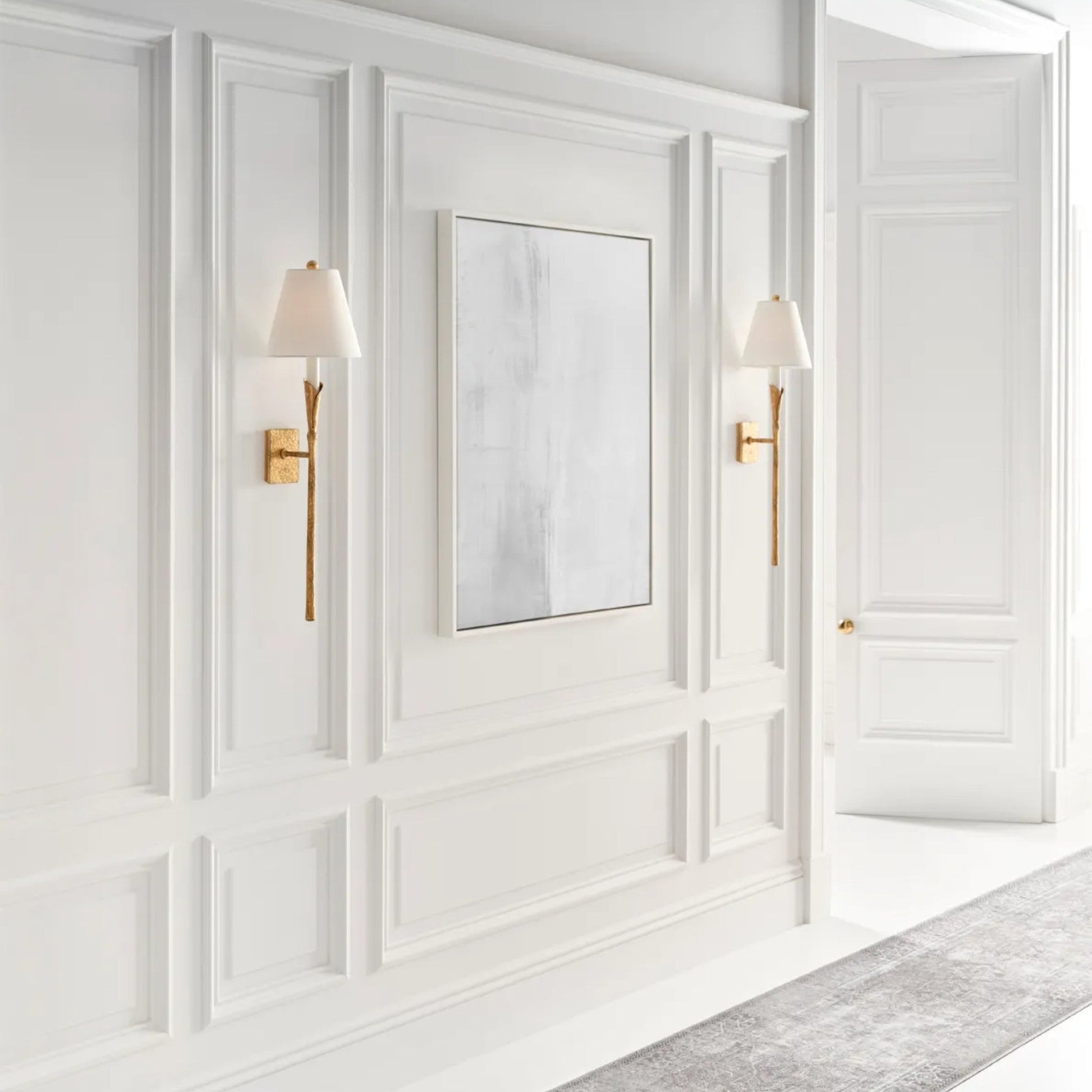 Chapman & Myers Aiden Large Tail Linen Wall Sconce - Gilded Iron Wall Light Bloomingdales Lighting   