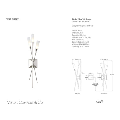 Chapman & Myers Stellar Triple Tail Wall Sconce - Polished Nickel Wall Light Bloomingdales Lighting   