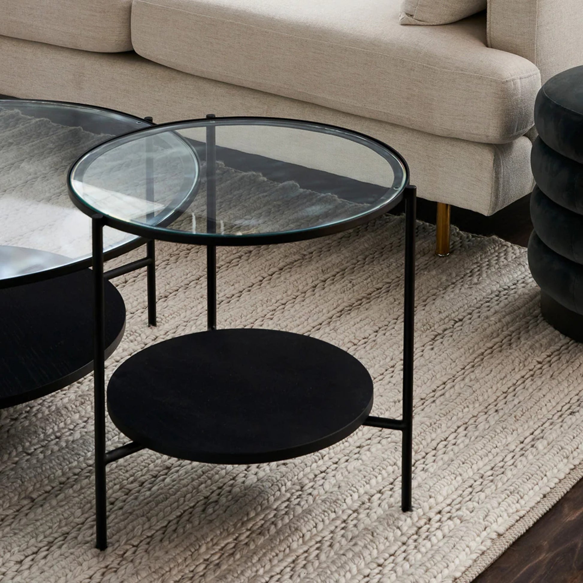 Chester Round Glass Side Table - Black Side Table M+Co Living