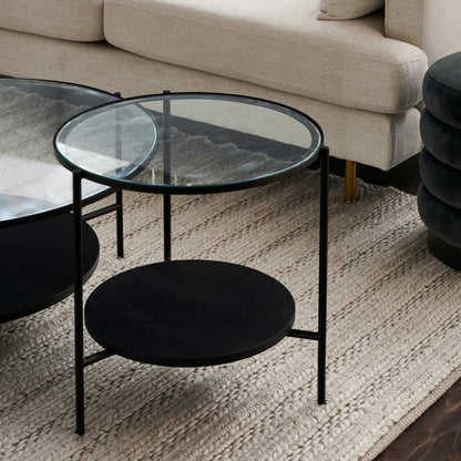 Chester Round Glass Side Table - Black Side Table M+Co Living