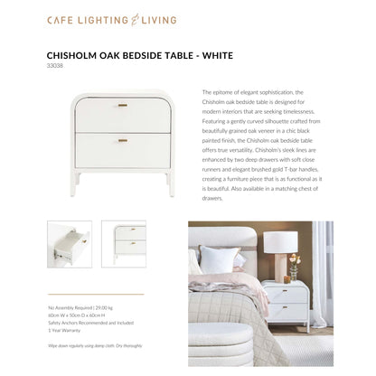 Chisholm Oak Wood Bedside Table - White Bedside Table Cafe Lighting & Living   