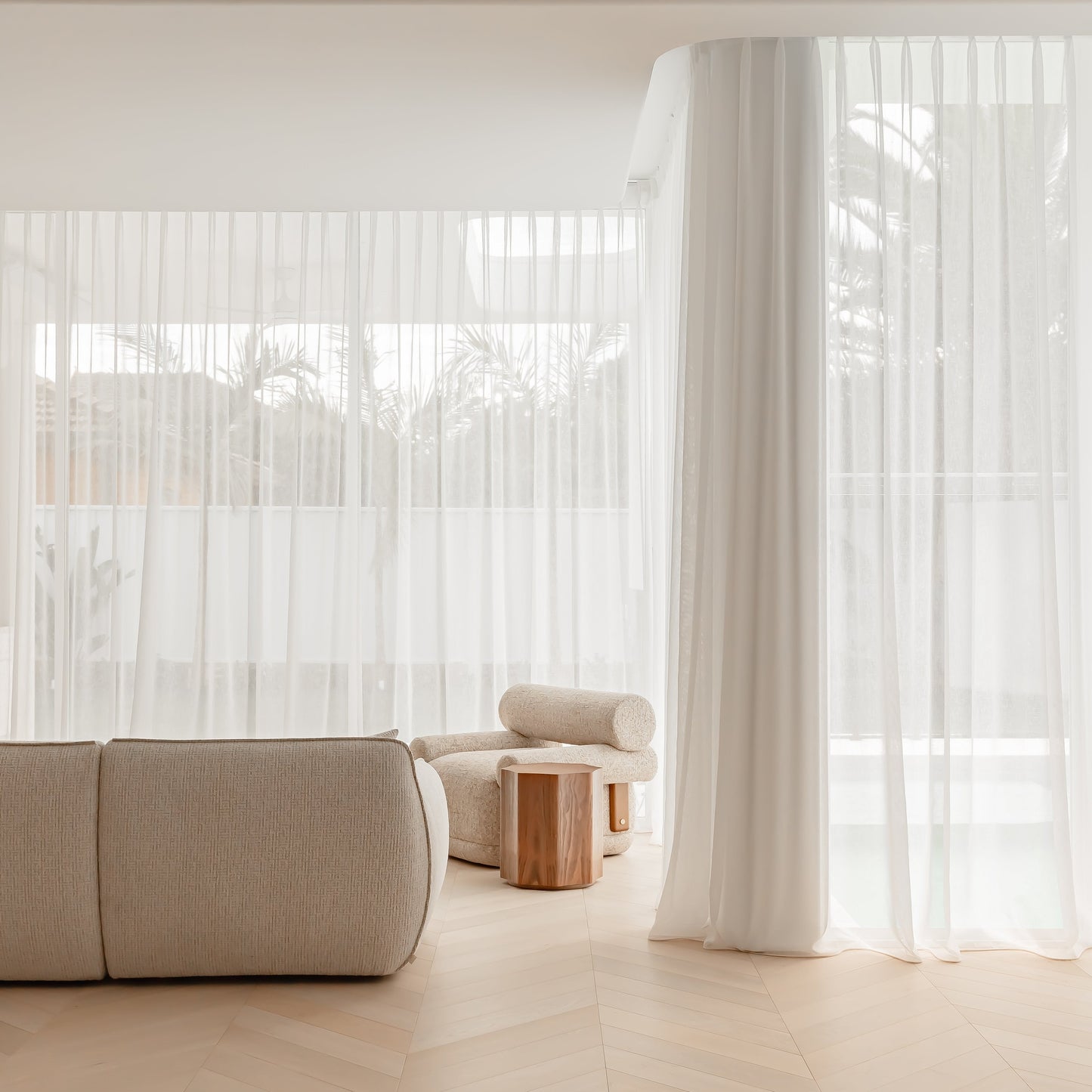 Daphne Curved Fabric Occasional Chair - Cream Occasional Chair Raffine