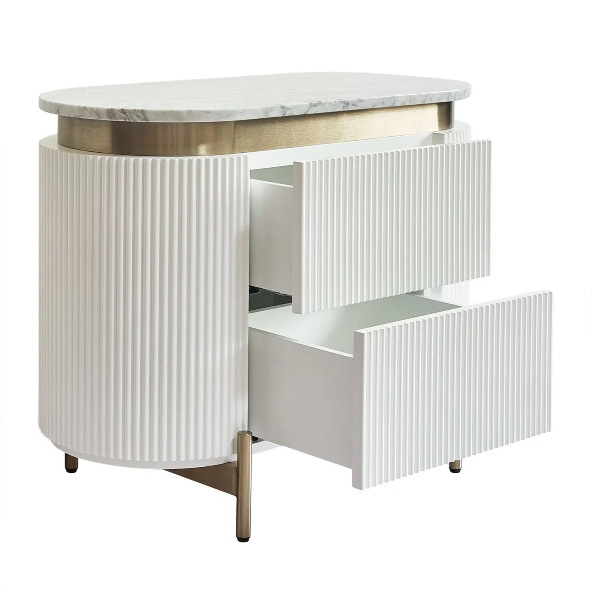 Demarco Marble Top Bedside Table - White Bedside Table Cafe Lighting & Living   