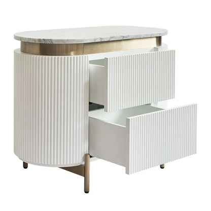 Demarco Marble Top Bedside Table - White Bedside Table Cafe Lighting & Living   