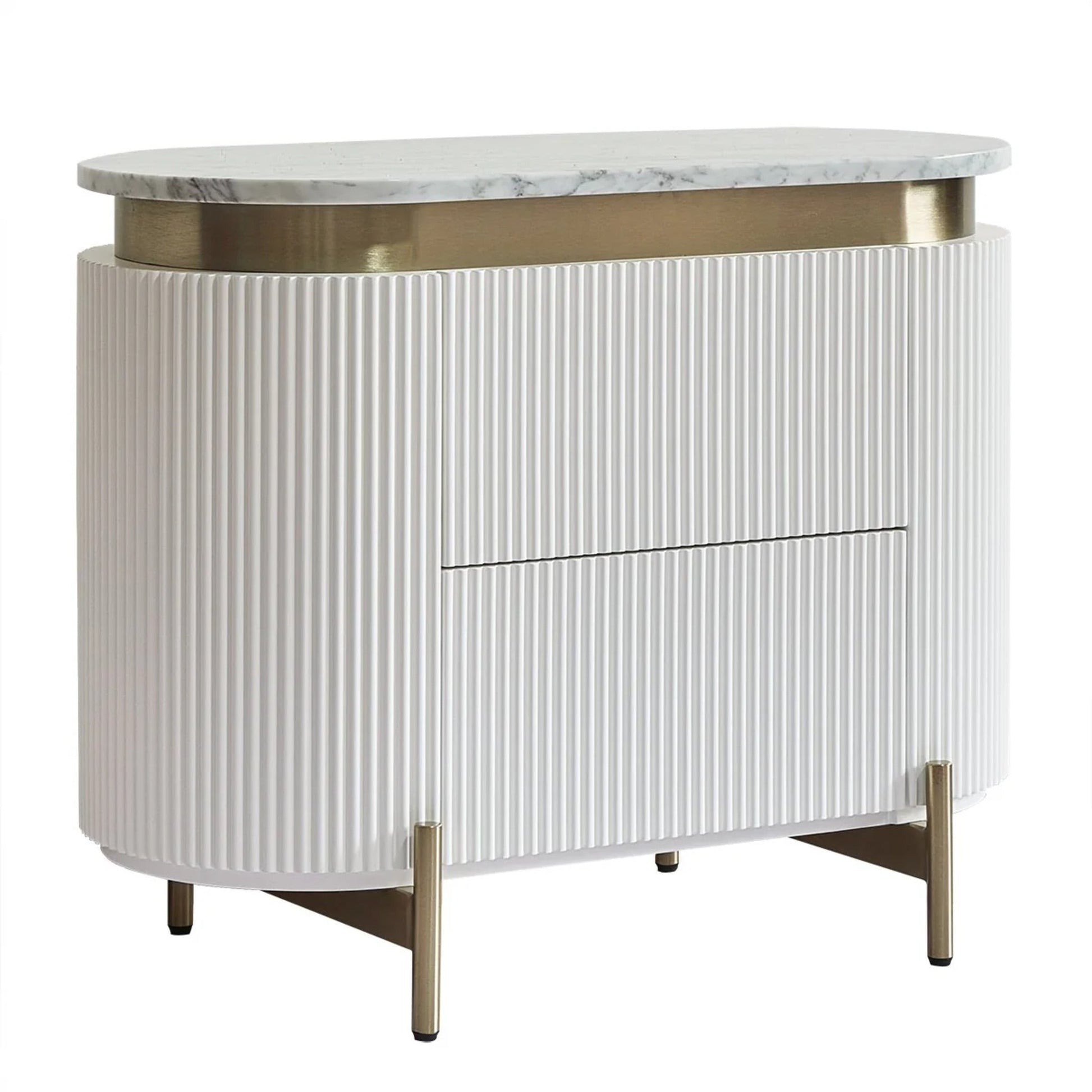 Demarco Marble Top Bedside Table - White Bedside Table Cafe Lighting & Living   