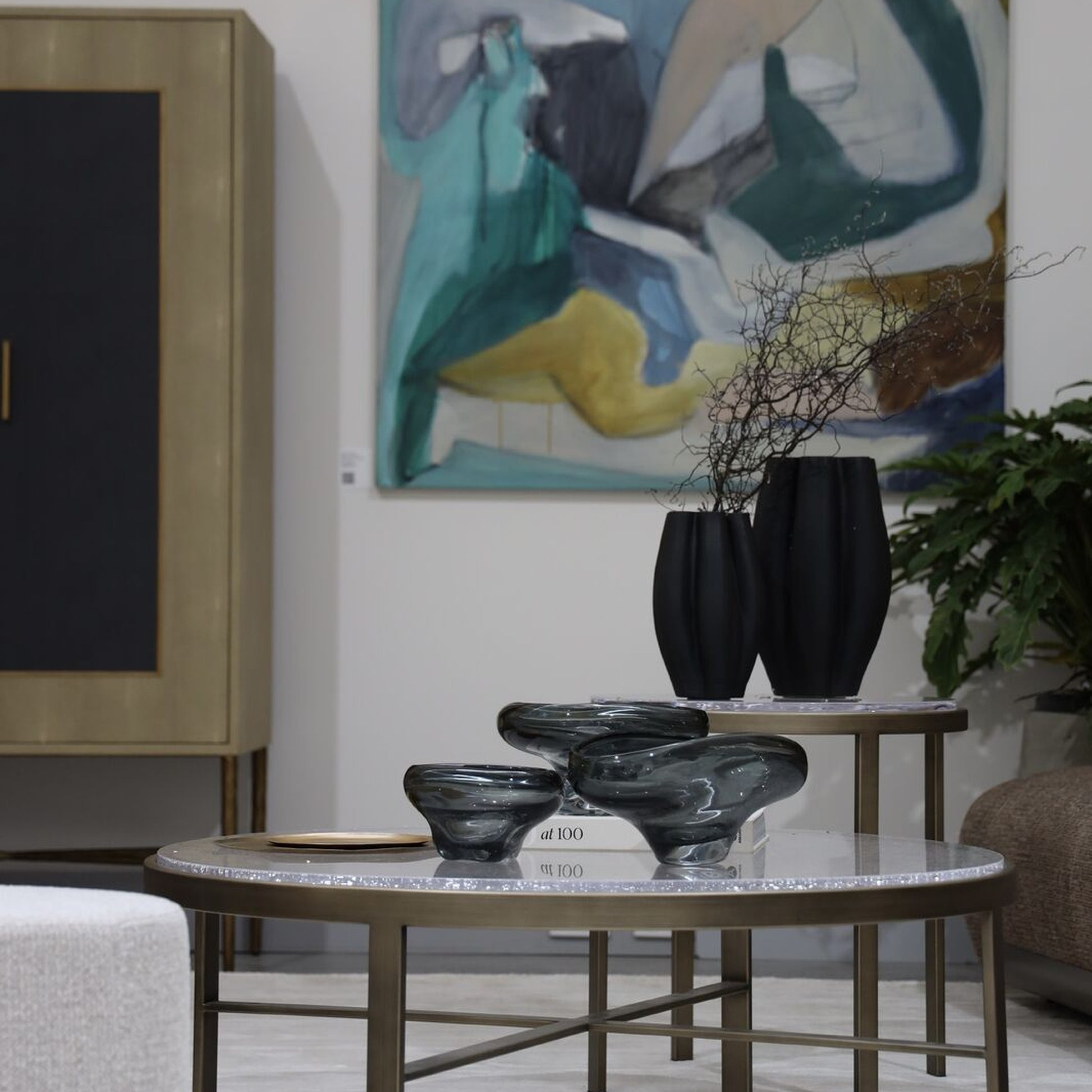 Elise Textured Metal Coffee Table - Brass Coffee Table Raffine